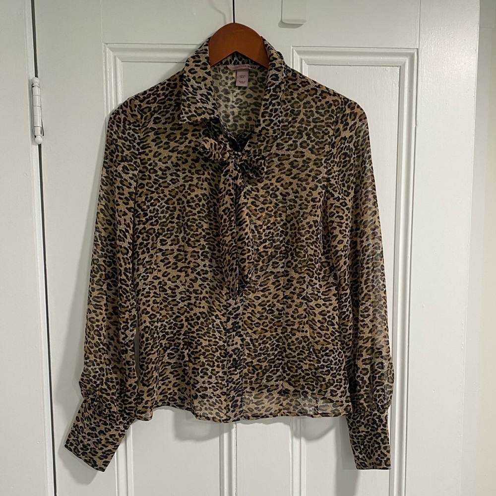 Animal print button down